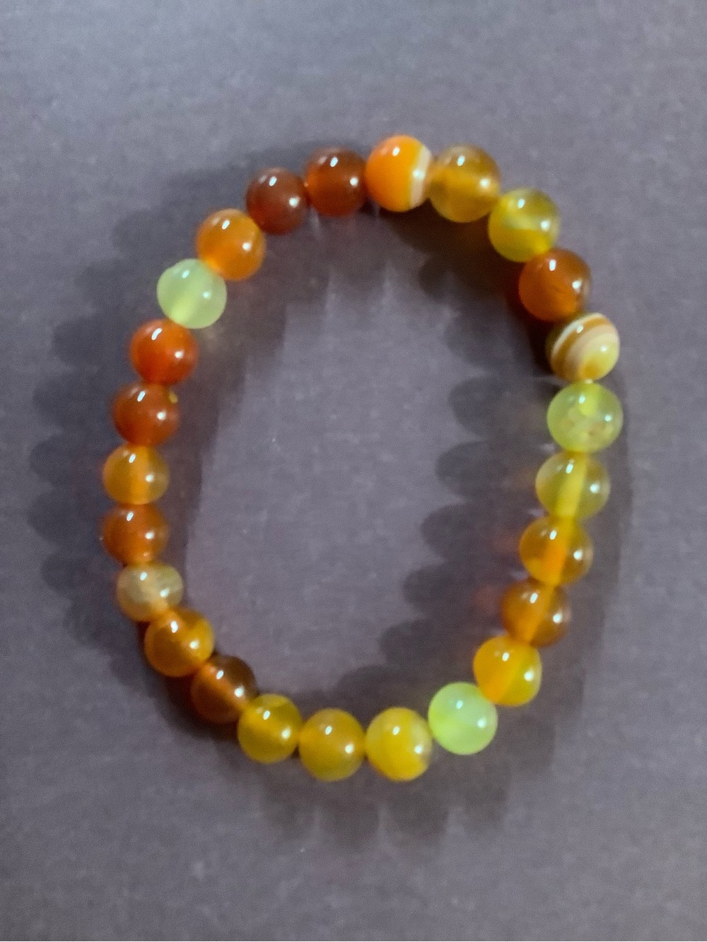 Fall Autumn Leaves Agate Styled Halloween Colored Stretch Bracelet